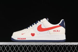 Nike Air Force 1'07 Low Collaboration - Cream White Red Air Force 1 Low Top Casual Sports Skate Shoes KK1988-004