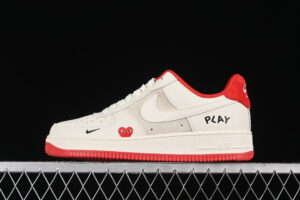 Nike Air Force 1'07 Low Collaboration - Cream White Red Air Force 1 Low Top Casual Skate Shoes KK3333-003