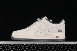 Nike Air Force 1'07 Low Collaboration - Cream Grey Air Force 1 Low Top Casual Skate Shoes Double Swoosh XZ6188-012