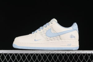 Nike Air Force 1'07 Low Collaboration - Cream White Blue Air Force 1 Low Top Casual Skate Shoes XZ3328-002