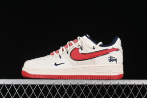 Nike Air Force 1'07 Low Collaboration - Cream White Red Air Force 1 Low Top Casual Skate Shoes SJ1198-300