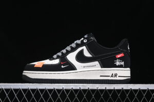 Nike Air Force 1'07 Low Collaboration - Cream Black Red Air Force 1 Low Top Casual Skate Shoes Double Swoosh SJ6698-012
