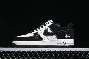 Nike Air Force 1'07 Low Collaboration - Cream Black Air Force 1 Low Top Casual Skate Shoes Double Swoosh SJ6698-010