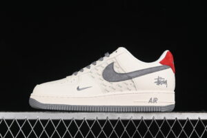 Nike Air Force 1'07 Low Collaboration - Cream Grey Red Air Force 1 Low Top Casual Skate Shoes XZ3318-567