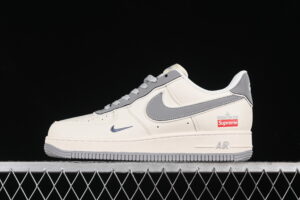 Nike Air Force 1'07 Low Supreme Collaboration Cream White Grey Air Force 1 Low Top Casual Skate Shoes BB1616-303