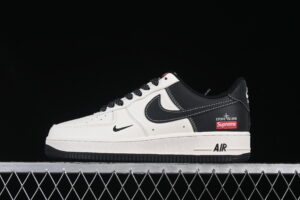 Nike Air Force 1'07 Low Supreme Collaboration Cream Black Air Force 1 Low Top Casual Skate Shoes HH7518-042