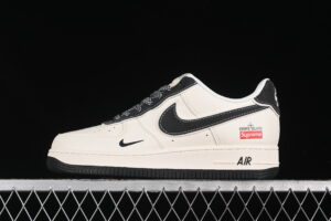 Nike Air Force 1'07 Low Supreme Collaboration - Cream White Black Air Force 1 Low Top Casual Skate Shoes BB1616-307