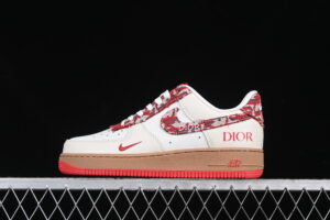 Nike Air Force 1'07 Low Collaboration Cream Red Air Force 1 Low Top Casual Skate Shoes KK1988-049