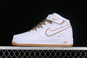 Nike Air Force 1'07 Mid Cream White Yellow Star Pattern Air Force 1 Mid Top Casual Skate Shoes Glitter WP5623-833