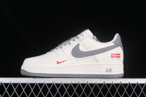 Supreme x Nike Air Force 1'07 Low Collaboration Cream White Grey Air Force 1 Low Top Casual Skate Shoes HD9888-004
