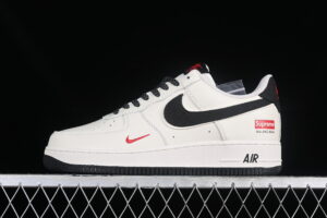 Supreme x Nike Air Force 1'07 Low Collaboration Cream White Black Air Force 1 Low Top Casual Skate Shoes HD9888-005